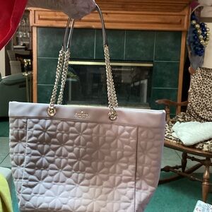 Kate Spade.  Beige Quilted Tote Bag